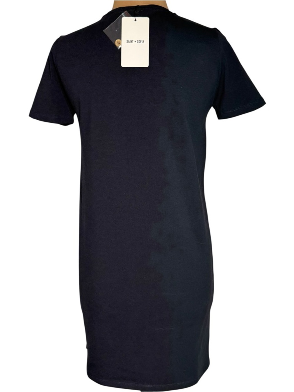 Saint + Sofia Easy Organic Cotton T-Shirt Midi Dress Blue Navy Size 6 - Picture 4 of 9